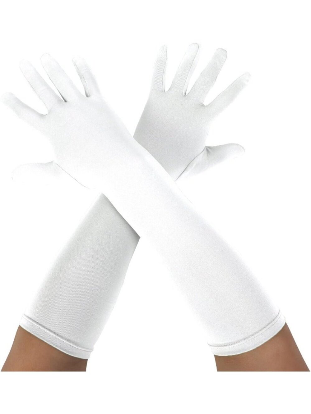 Women's White Unisex 15" Long Elbow Spandex Costume Party Opera Gloves